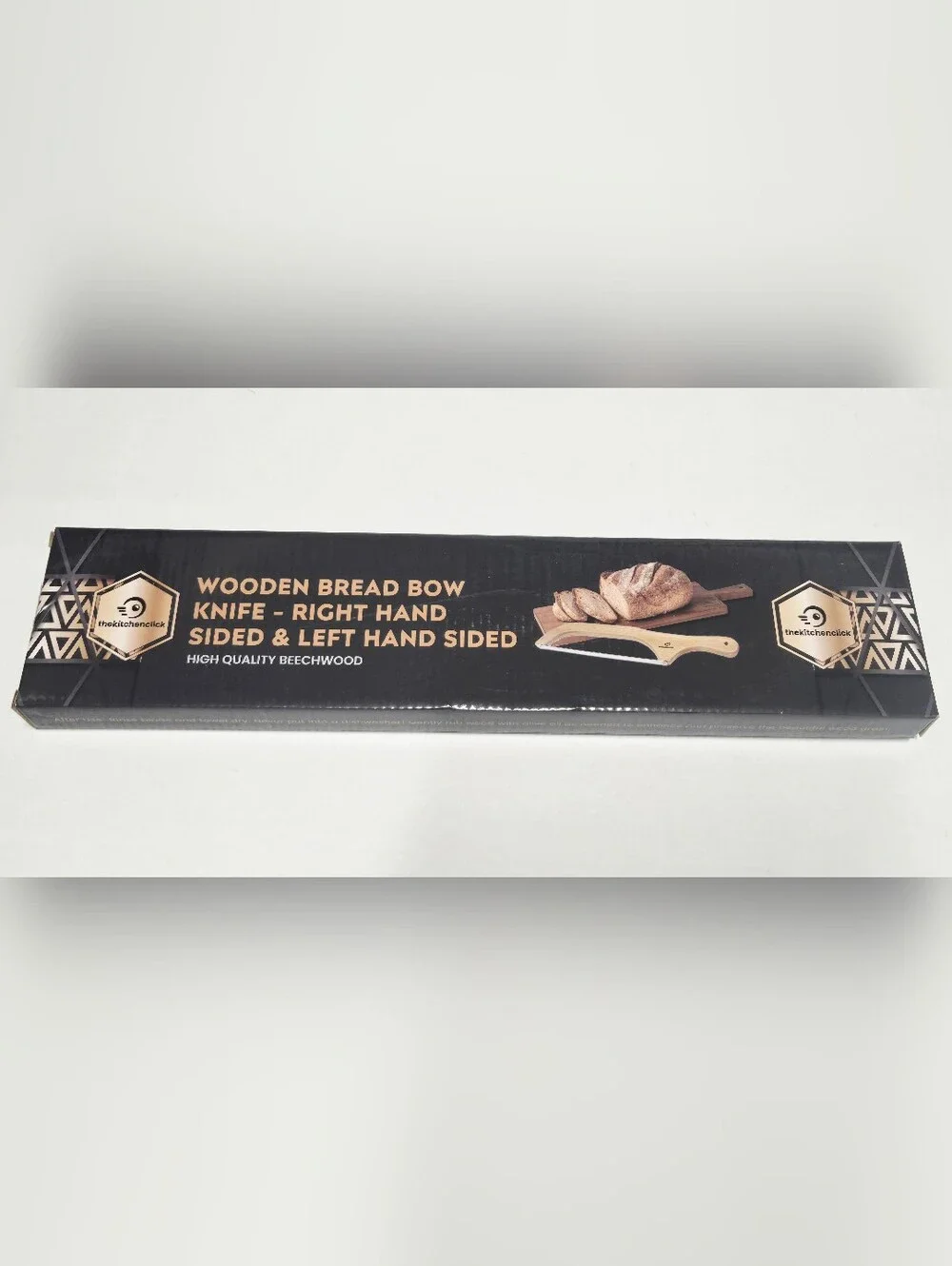 KitchenClick 16” Wooden Bow Bread Knife Beechwood 3 Blades New in Box